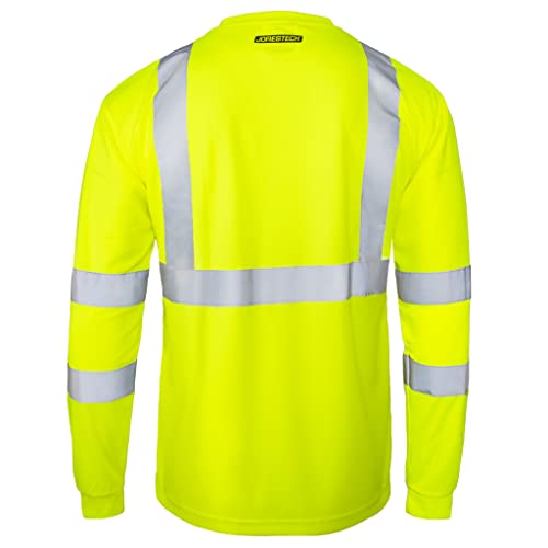 JORESTECH Safety T Shirt Reflective High Visibility Long Sleeve Yellow/Lime ANSI Class 3 Level 2 Type R TS-02 (M) - Image 3
