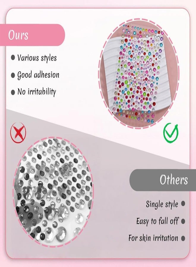Vihaanta 6PCS Rhinestones, Hair Stickers for Hair Decoration, Rhinestone Stickers, Adhesive Face Gems with Tweezer, DIY Crafts and Nail Art - Image 4