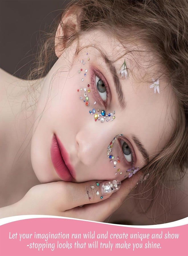 Vihaanta 6PCS Rhinestones, Hair Stickers for Hair Decoration, Rhinestone Stickers, Adhesive Face Gems with Tweezer, DIY Crafts and Nail Art - Image 5