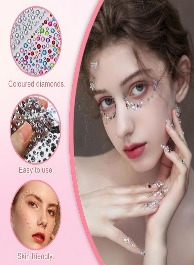 Vihaanta 6PCS Rhinestones, Hair Stickers for Hair Decoration, Rhinestone Stickers, Adhesive Face Gems with Tweezer, DIY Crafts and Nail Art - Image 3