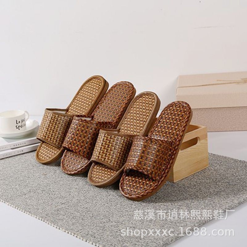 Summer Bamboo Woven Rattan Woven Sandals Street Stall Home Indoor And Outdoor Men And Women Couples Mat Slippers - Image 2