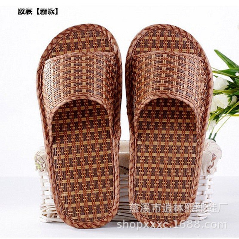 Summer Bamboo Woven Rattan Woven Sandals Street Stall Home Indoor And Outdoor Men And Women Couples Mat Slippers - Image 1