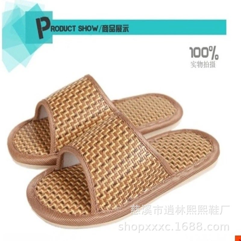 Summer Bamboo Woven Rattan Woven Sandals Street Stall Home Indoor And Outdoor Men And Women Couples Mat Slippers - Image 4