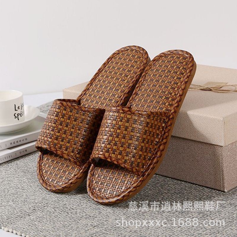 Summer Bamboo Woven Rattan Woven Sandals Street Stall Home Indoor And Outdoor Men And Women Couples Mat Slippers - Image 5
