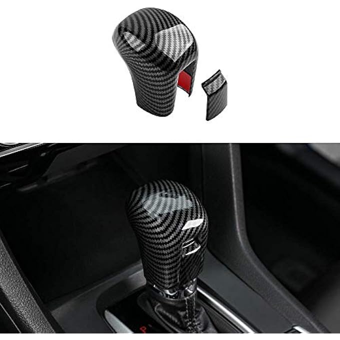 ريحني غطاء مقبض ناقل الحركة الكربوني للجيل العاشر من سيفيك من ألياف الكربون داخلي سيك، ترتر ذراع ناقل حركة أوتوماتيكي لزينة سيارات هوندا لسيارات سيفيك 20212020 20192018 20172016 - Image 2