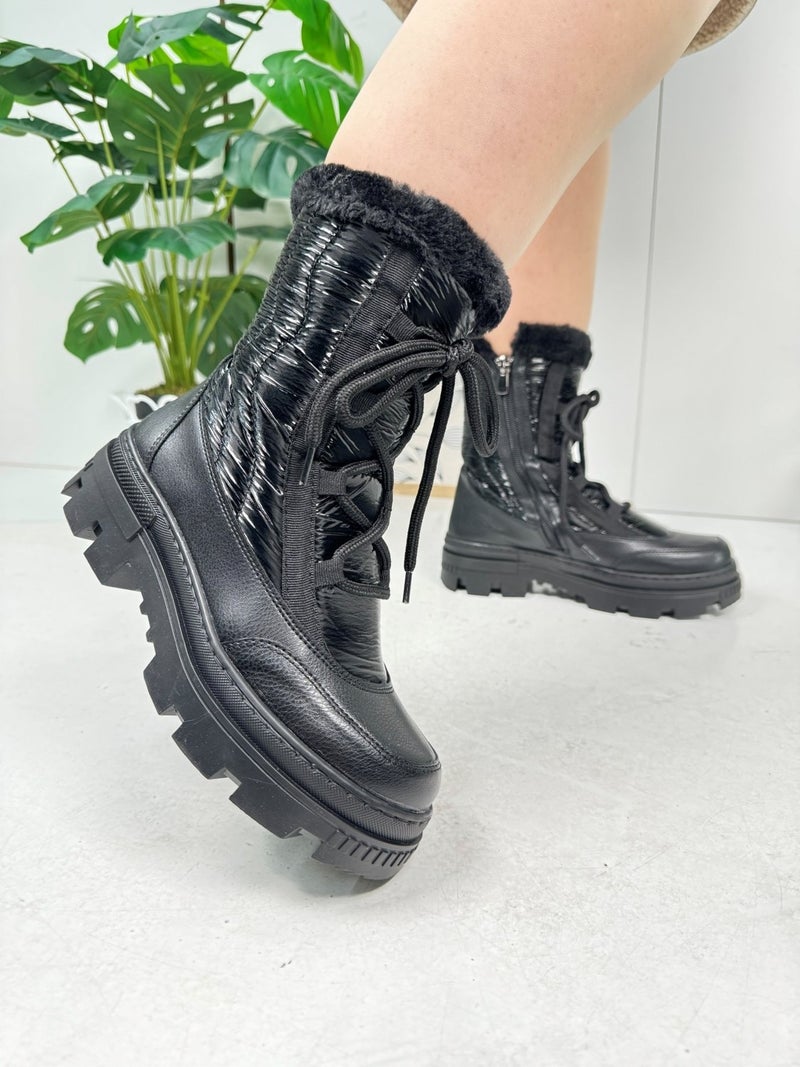 Nstil Casual Women's Snow Boots Furry Lace-Up Zipper Comfortable High Thick Skidproof Sole Bootie 7441  - Image 5
