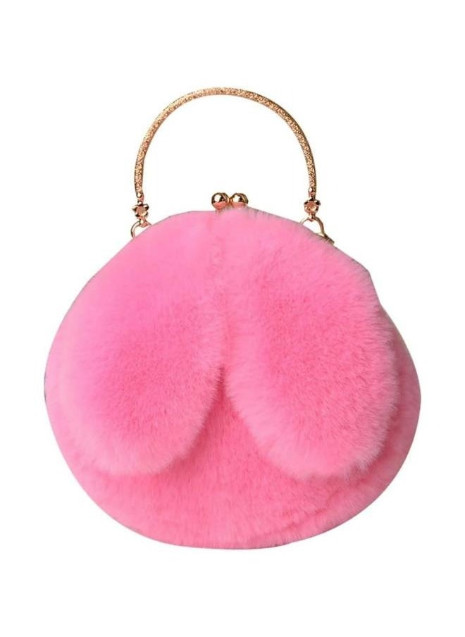 Executive LLC - Cute Soft Rabbit Ear Sling Hand Bag With Smooth Zipper,Cross Body Bag For Girls,Clutch Purse with Gold Metal Chain Strap, Plush Side Bag, Shoulder hand Purse(Pink) - Image 1