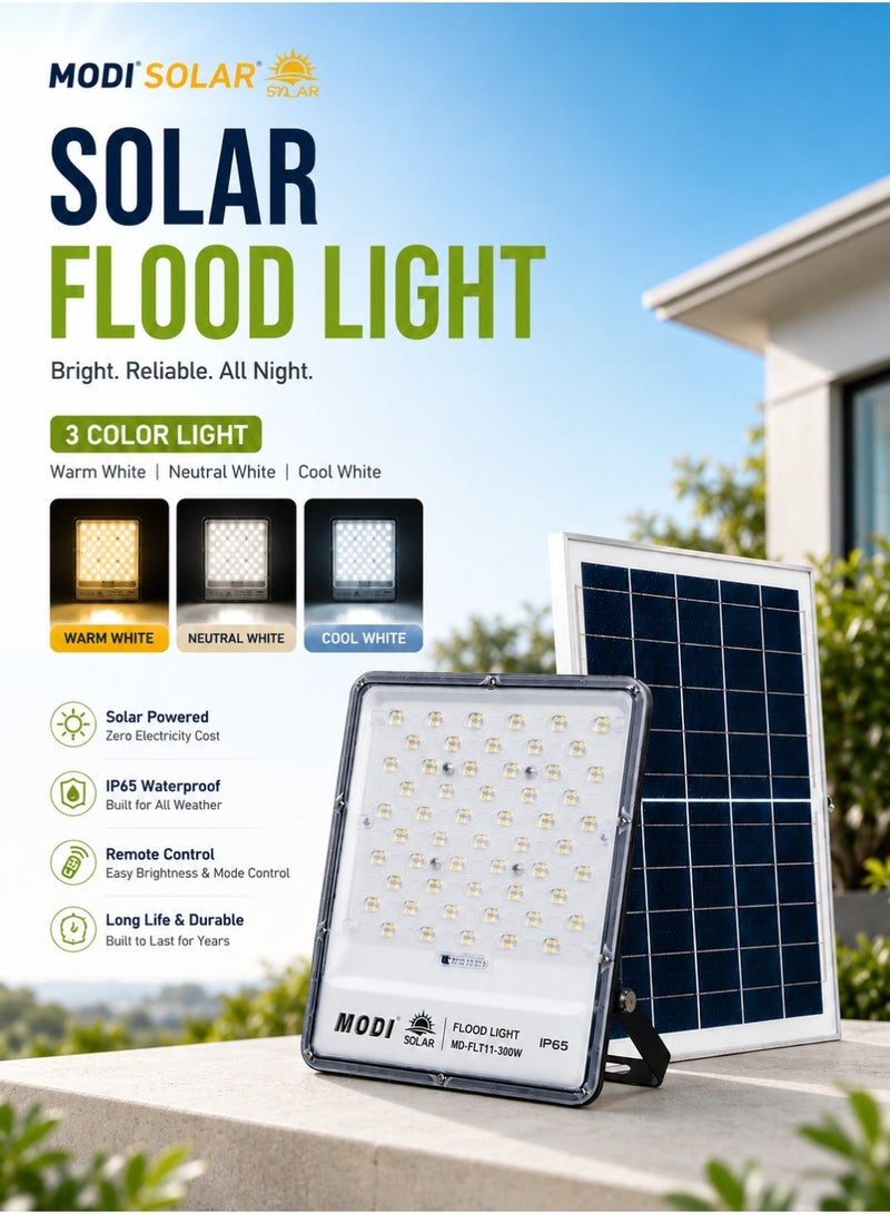 MODI 400W Solar LED Flood Light – High-Performance Outdoor Security Lamp with 3-Color CCT & Remote Control - Image 1