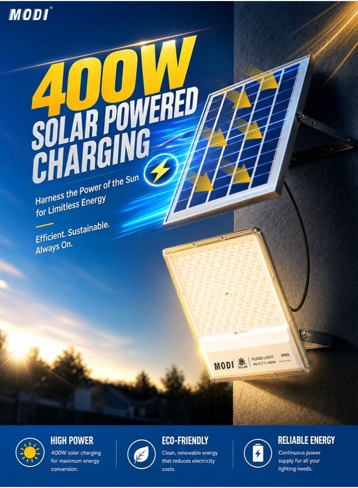MODI 400W Solar LED Flood Light – High-Performance Outdoor Security Lamp with 3-Color CCT & Remote Control - Image 1