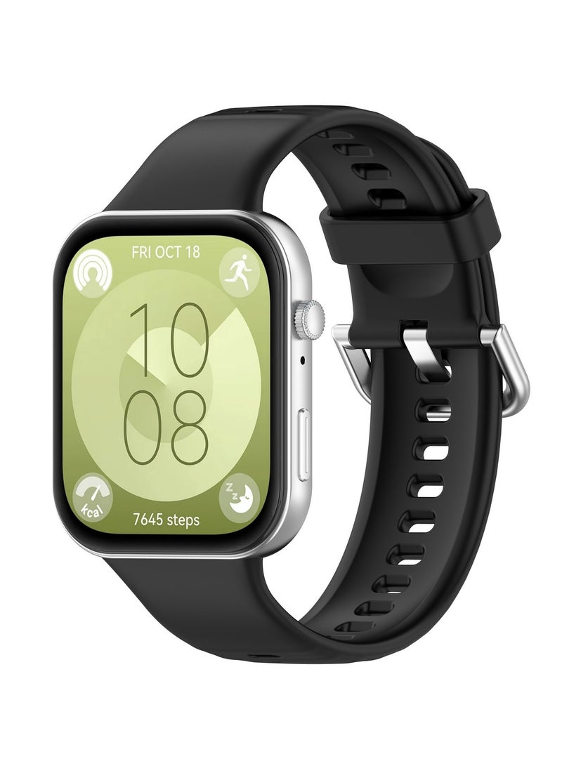 HW For Huawei Watch Fit3 Silicone Soft Watch Band & Clear Watch Protective Case Set Black  - Image 3