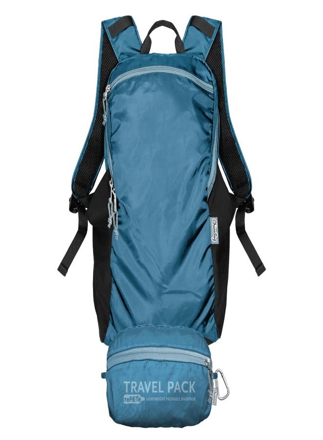 ChicoBag Travel Pack rePETe + Refine | Eco-friendly Lightweight and Packable Travel Backpack (Sapphire) - Image 1
