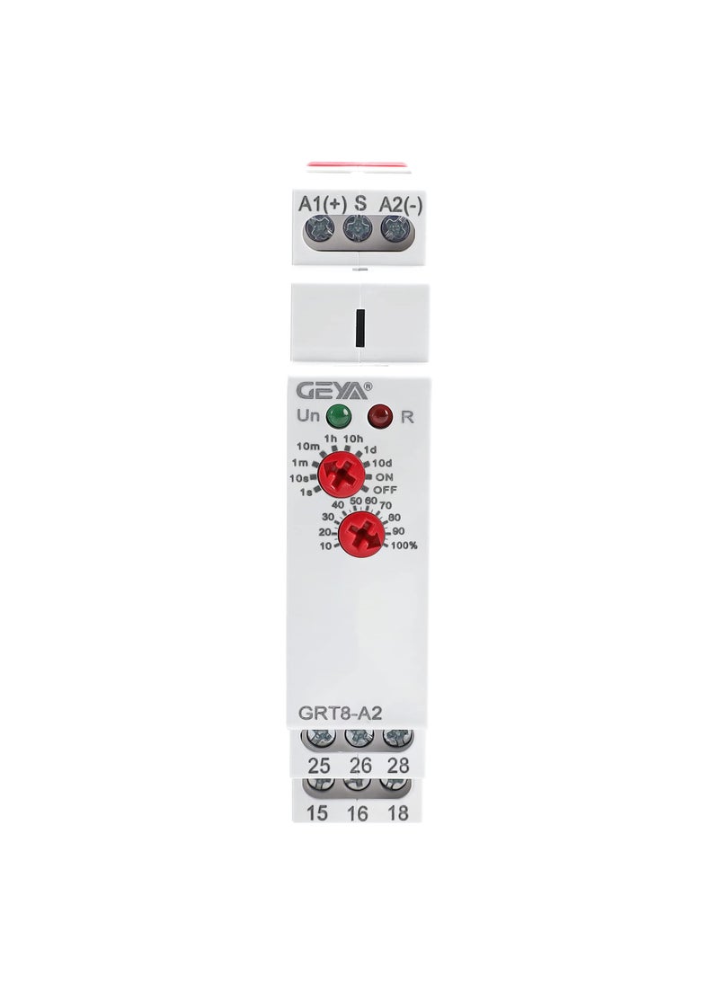 GEYA GEYA Delay On Single Function Time Relay 2 Outputs 16A Electronic Adjustable Power ON Timer Delay Relay Rail ModularGRT8A2ACDC12V240V 