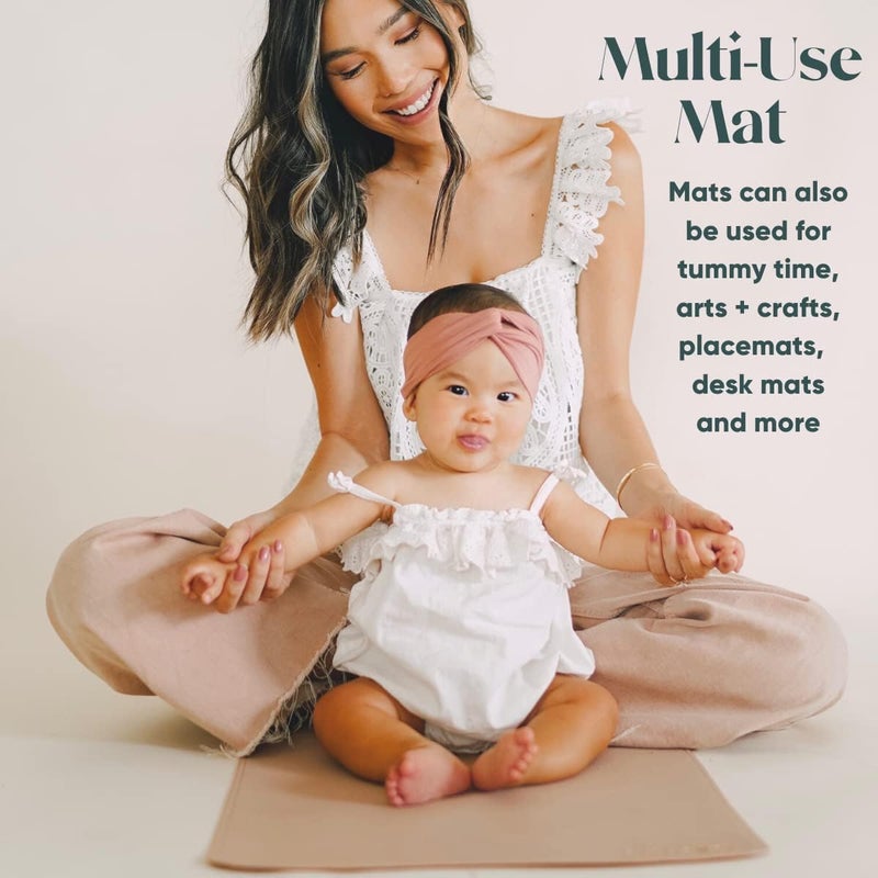 Ava + Oliver Vegan Leather Baby Changing Mat - Portable Wipeable Diaper Mat with Pink Scallop Design (16 x 30 in) - Image 5