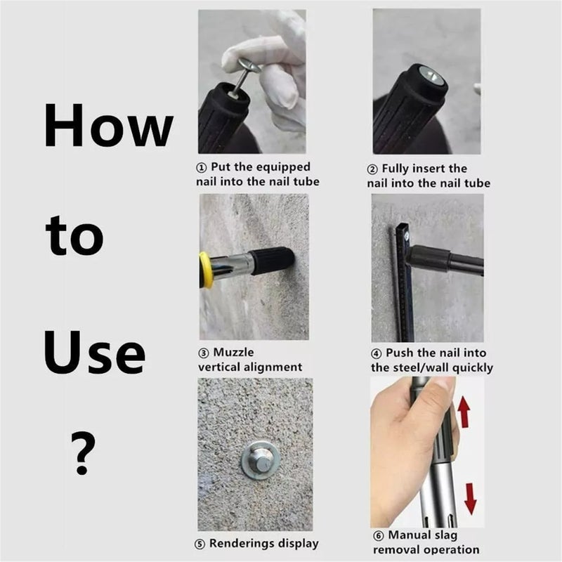 20 nail wall fixing toolbox portable manual nail low noise cement wall steel nail shooting machine set(including goggles, earplugs, gloves, 20 nails and tools) - Image 3
