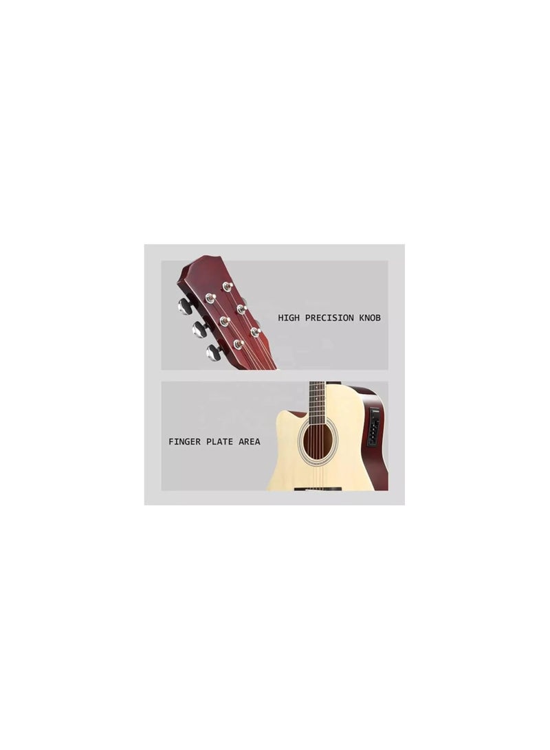 Megarya Cutaway Electro Acoustic Guitar with 4 Band EQ Natural - Image 4