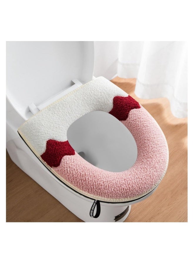 Bathroom Toilet Seat Cover, 2Pcs Soft Thicker Warmer Washable Cloth Toilet Seat Pads with Handle and Zipper, Reusable Universal Toilet Seat Cushion Cover - Image 2