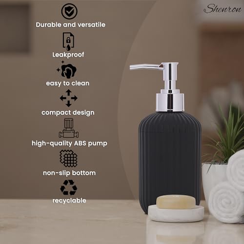 SHENRON Liquid Retro Dispenser, Kitchen Dish Dispenser with Plastic Pump, Hand Soap Dispenser for Conditioner, Essential Oil, Lotion, Liquid Soap | Pack of 3 (Black) - Image 2