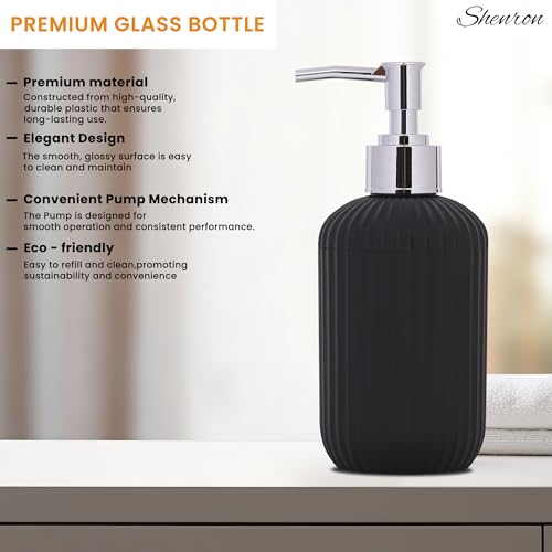 SHENRON Liquid Retro Dispenser, Kitchen Dish Dispenser with Plastic Pump, Hand Soap Dispenser for Conditioner, Essential Oil, Lotion, Liquid Soap | Pack of 3 (Black) - Image 3