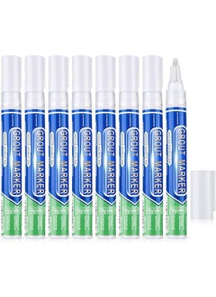 erorex White Tile Paint Marker Waterproof Grout Paint Pen Tile Grout Colorant And Sealer Pen For Bathrooms Kitchen Porch Patio Repair Refresh 8 Pcs White Wide 4.5Mm Tip  - Image 1