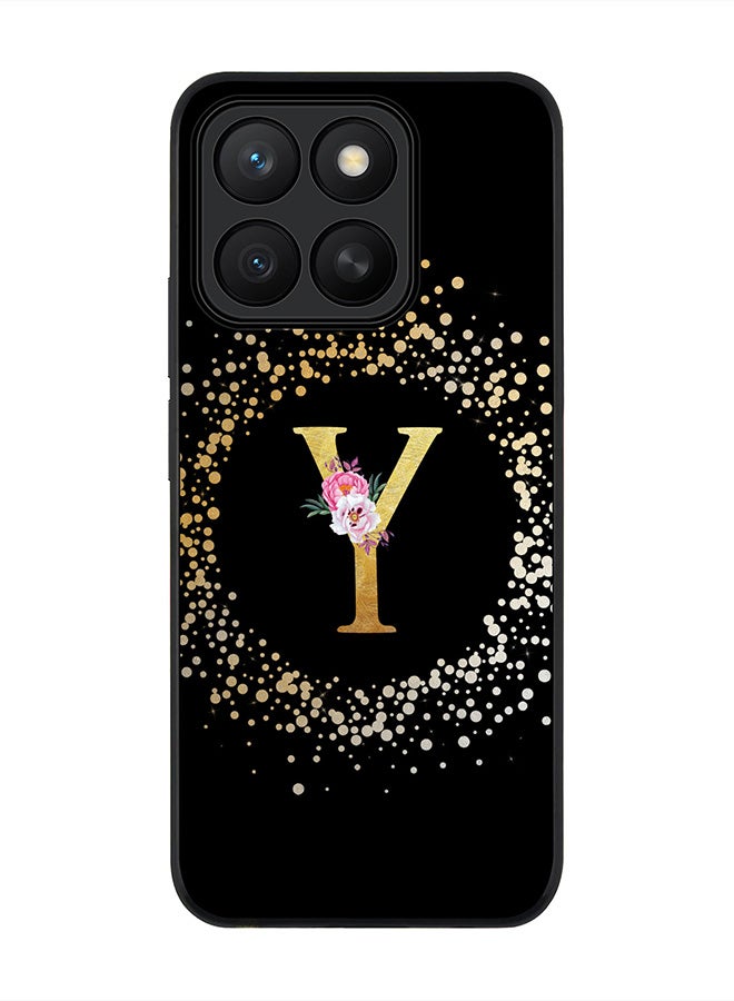 Stylizedd For Honor X8c Case,Slim fit Camera Protection, Shockproof Thin Phone cover  - Custom Monogram Floral - Y ( Black )