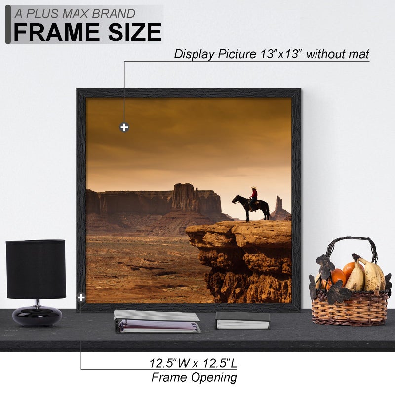 A PLUS MAX Square 13x13 Frame, Black Engineered Wood Picture Frame for 13 x 13 Picture Poster Photo, Light Weight 13 by 13 Frame with Wood-grain for Wall - 1 Pack/Black/13 x13 - Image 4