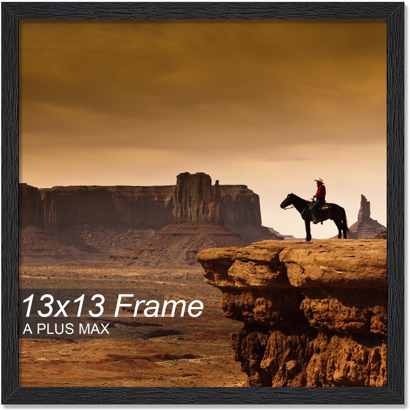 A PLUS MAX Square 13x13 Frame, Black Engineered Wood Picture Frame for 13 x 13 Picture Poster Photo, Light Weight 13 by 13 Frame with Wood-grain for Wall - 1 Pack/Black/13 x13 - Image 1