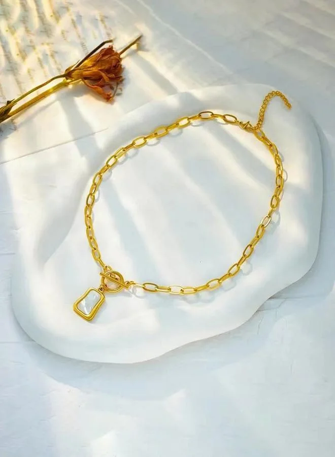 تايك تو قلادة متدلية بمربع وسلسلة متصلة