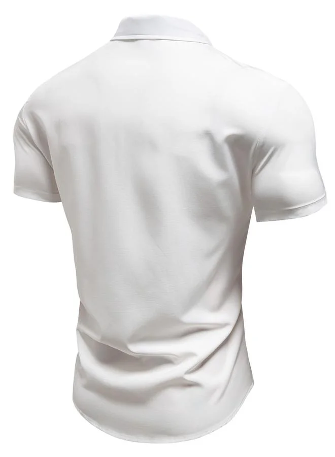 تايك تو قميص سادة بأكمام قصيرة وأزرار أمامية