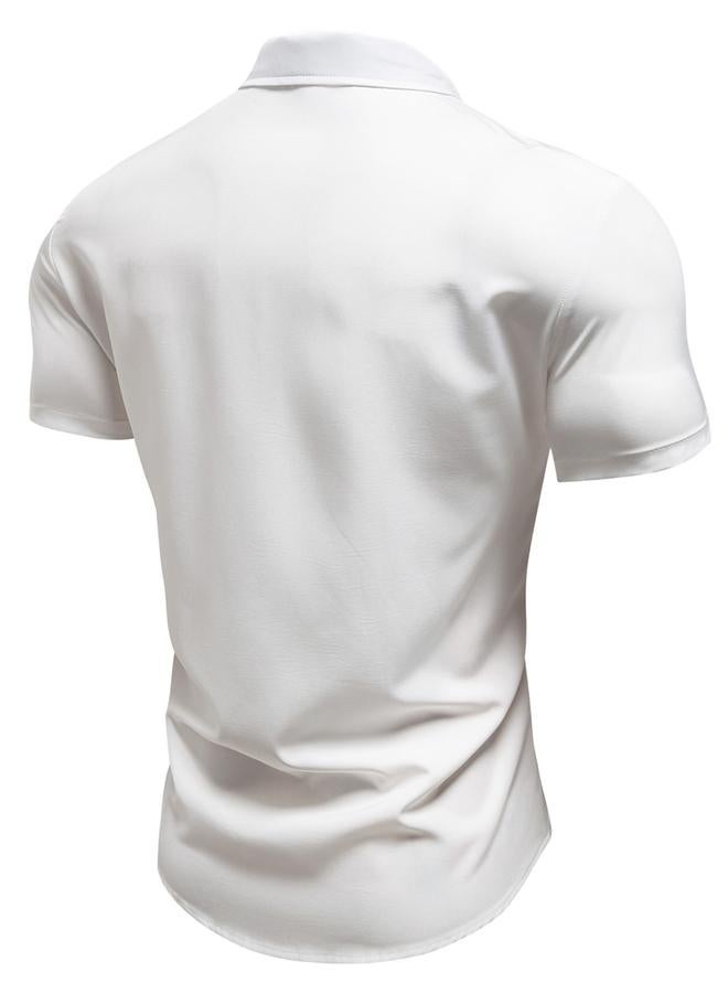 Take Two Men Solid Button Up Short Sleeve Shirt - Image 4