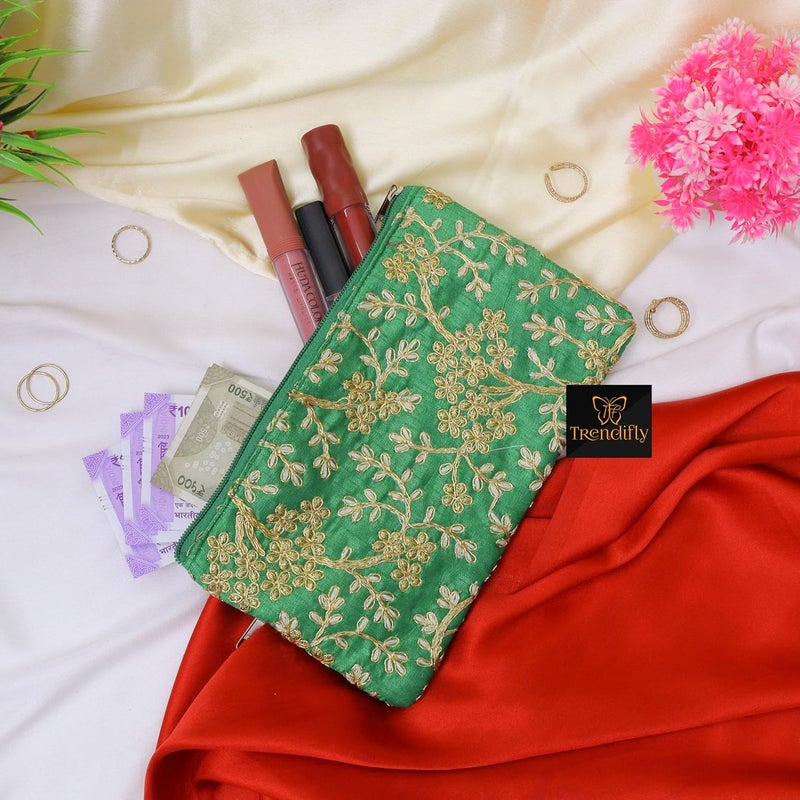 Trendifly Embroidery Wedding Return Gift for Women Wholesale Bridal Traveling potli Bag with Zipper for Ladies Baby Shower Shagun Purse Gifting Haldi Mehandi for Girl - Image 2