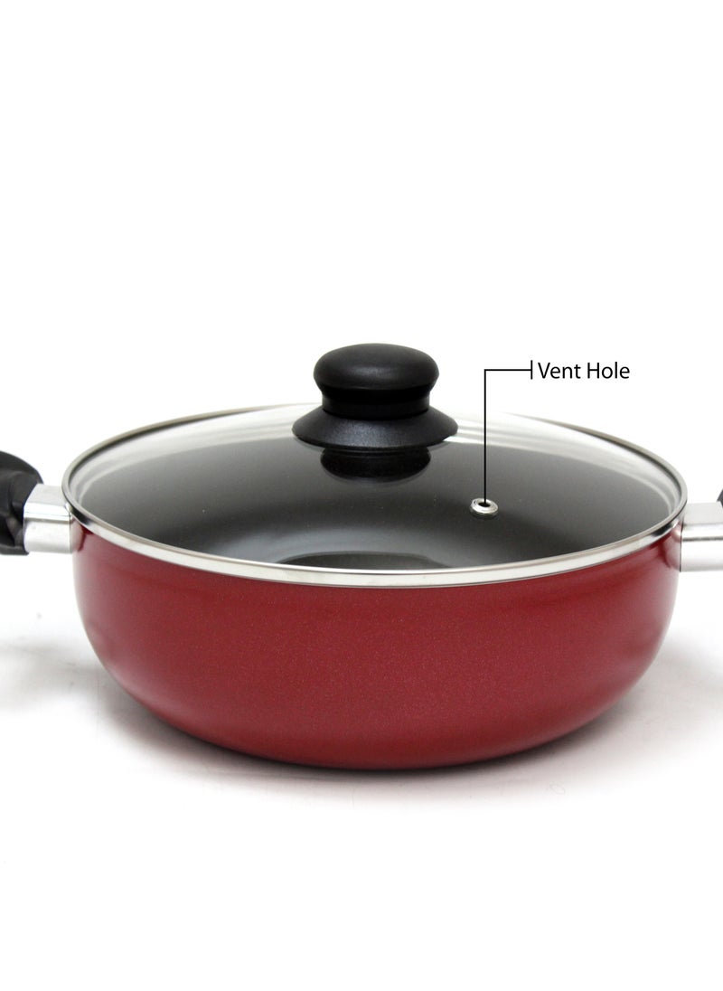 BLACKSTONE - Nonstick Kadai Pan Frying Pan with Glass Lid 24CM - Image 1