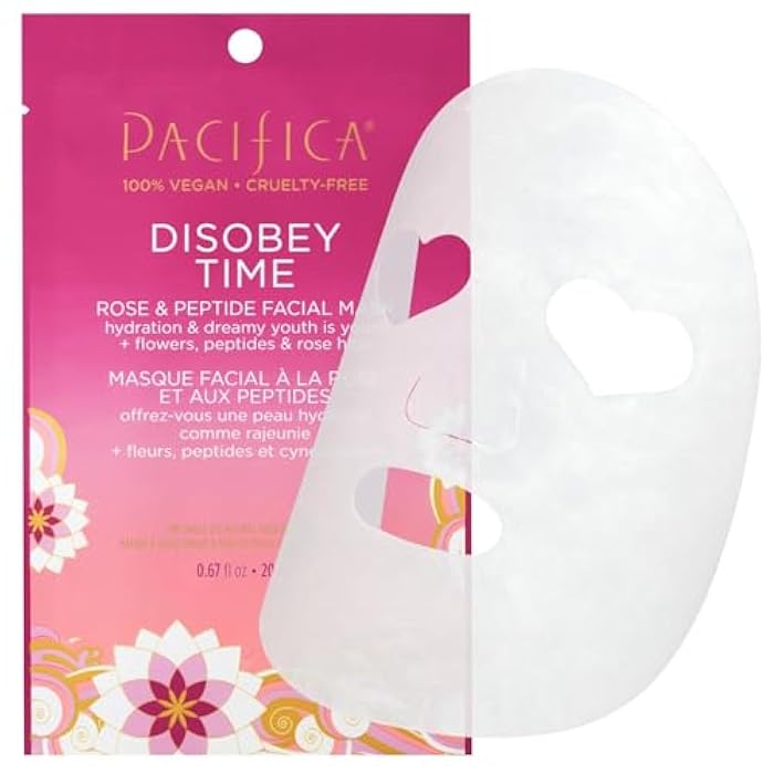 Pacifica Disobey Time Rose & Peptide Facial Sheet Mask 6-PACK Hydrating Anti-Aging Mask for Fine Lines & Dry Skin Infused w/Hyaluronic Acid & Chamomile Clean Vegan & Cruelty-Free Dermatologist Tested - Image 2