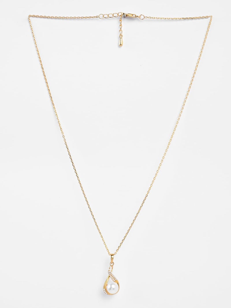 Clara 925 Sterling Silver Esin Real Pearl Pendant Chain Necklace | Gold Plated, Swiss Zirconia |Gift for Women and Girls - Image 4