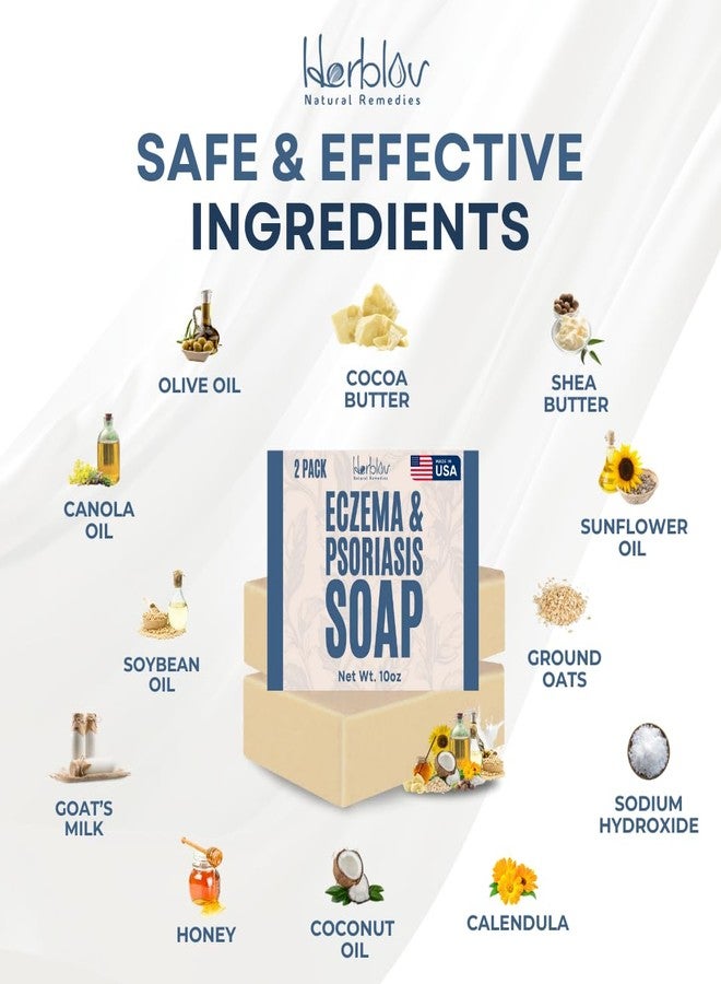 Herblov صابون الإكزيما للوجه والجسم - علاج طبيعي بالكامل للالتهاب الجلدي، الصدفية للبشرة الجافة والحساسة - لطيف، مزيل للسموم، شفاء، مضاد للحكة، غسول الشوفان بحليب الماعز للأطفال والبالغين - Image 5