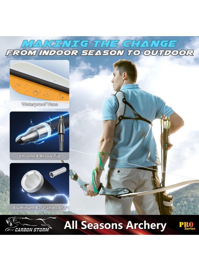 Sunya Archery Hunting Arrows For Compound Bow And Recurve Bow. Gpi 9 Grains -30In Carbon Shaft - Spine 500 - Removable Tips. Pack Of 12  - Image 3