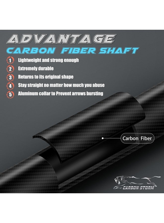 Sunya Archery Hunting Arrows For Compound Bow And Recurve Bow. Gpi 9 Grains -30In Carbon Shaft - Spine 500 - Removable Tips. Pack Of 12  - Image 4