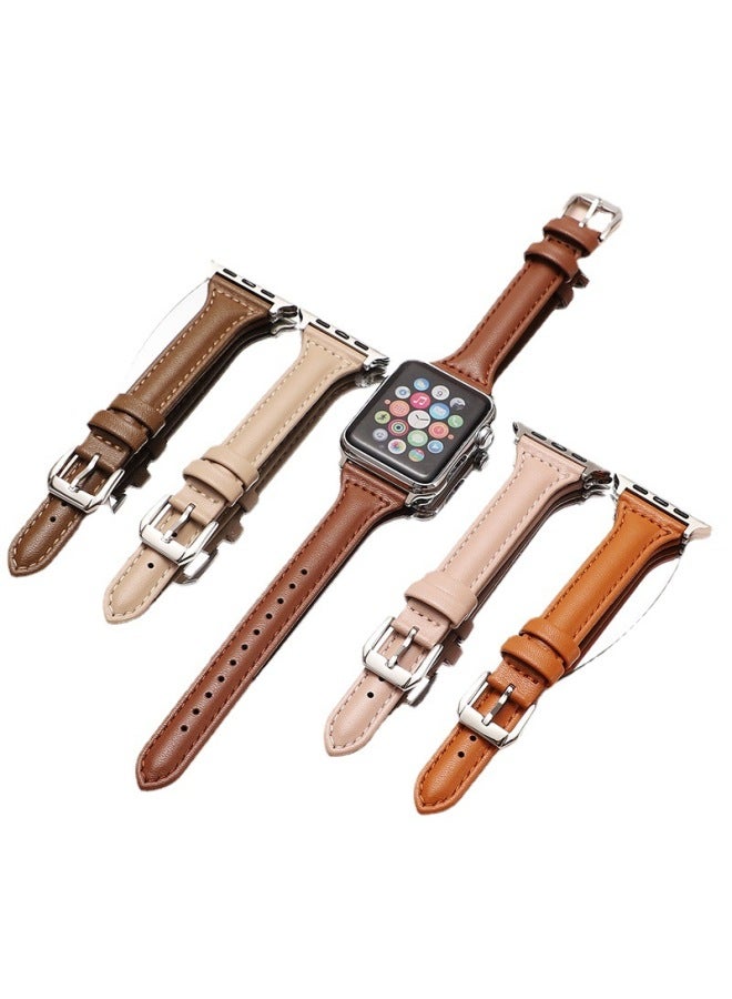 Suitable For Apple Apple Watch7/6/se/5 Small Waist Leather Strap Iwatch4/3 Watch Strap New - Image 5