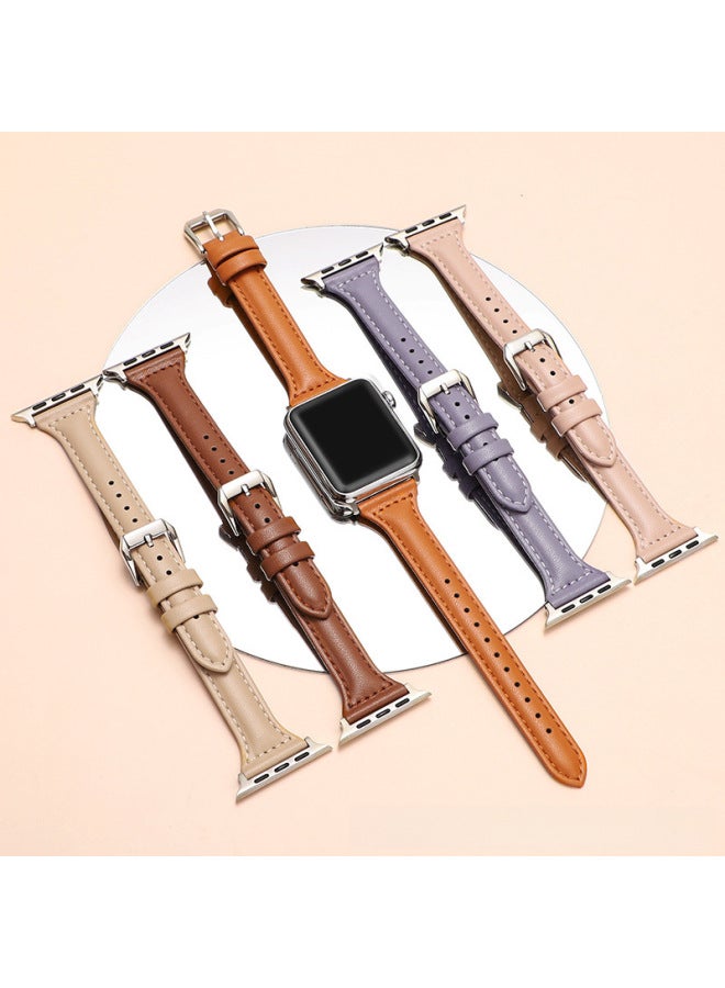 Suitable For Apple Apple Watch7/6/se/5 Small Waist Leather Strap Iwatch4/3 Watch Strap New - Image 2
