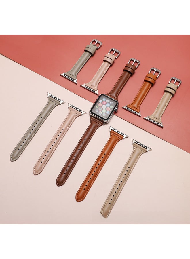Suitable For Apple Apple Watch7/6/se/5 Small Waist Leather Strap Iwatch4/3 Watch Strap New - Image 3