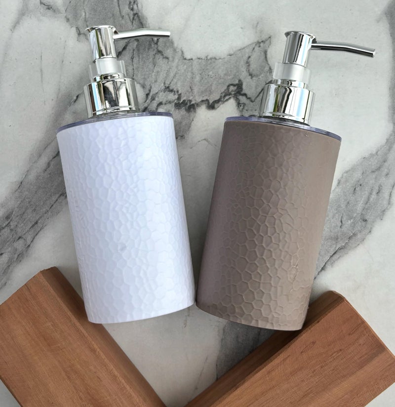 EMOH ROCED Refillable Handwash Dispenser Bottle | Unbreakable Liquid Soap/Shampoo/Hand wash/Liquid Soap Dispenser Bottle for Bathroom, Wash-Basin and Kitchen (Pack of 2, White Brown) Plastic - Image 2