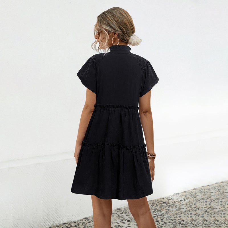 Women's Tie-up Lace A-line Midi Dress with Flutter Sleeves - Image 2