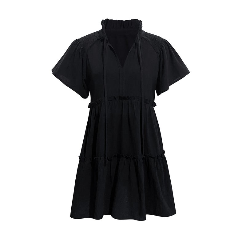 Women's Tie-up Lace A-line Midi Dress with Flutter Sleeves - Image 3