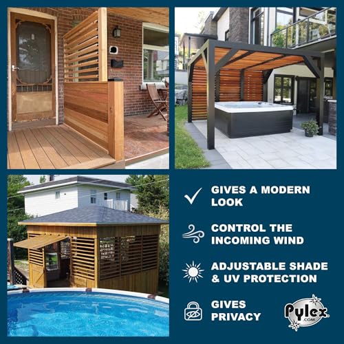 Pylex Deck Sunblind System 11060, Louvers Bracket Shutter Hardware Kit, Up to 11 Boards (48'') - Black Steel Baked Powder Coating Brackets - Image 3