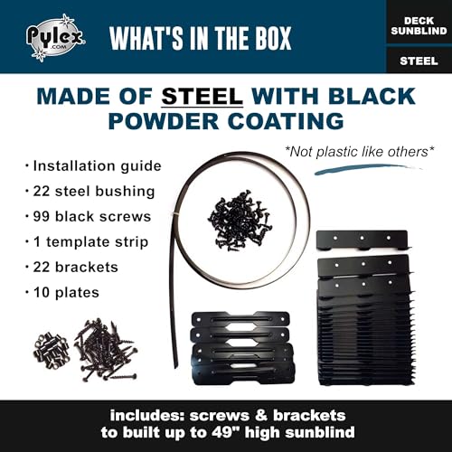 Pylex Deck Sunblind System 11060, Louvers Bracket Shutter Hardware Kit, Up to 11 Boards (48'') - Black Steel Baked Powder Coating Brackets - Image 5