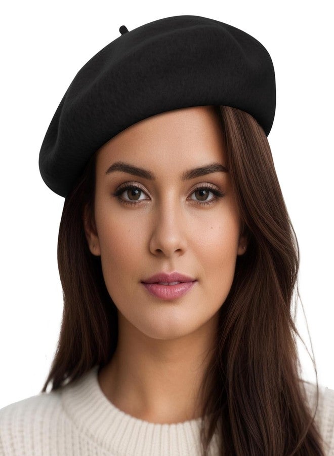 Sumolux Women Beret Hat Wool Vintage French Solid Color Classic Winter Cap - Image 1