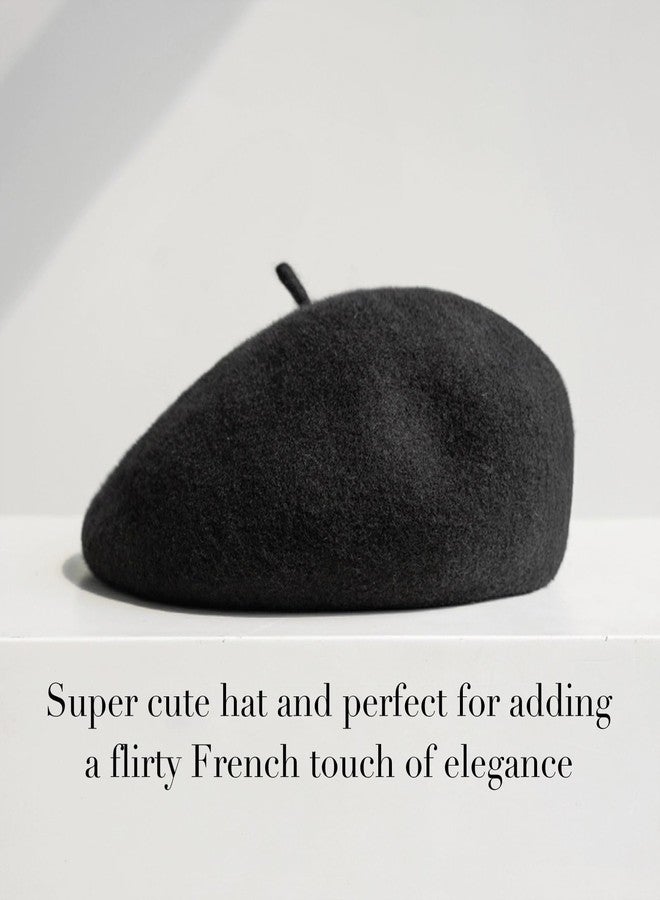 Sumolux Women Beret Hat Wool Vintage French Solid Color Classic Winter Cap - Image 2