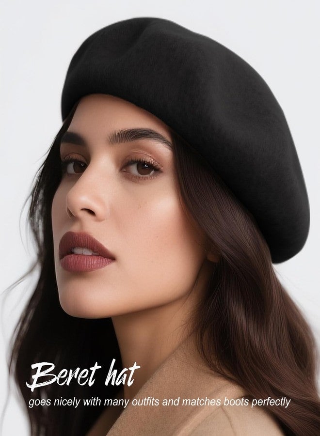 Sumolux Women Beret Hat Wool Vintage French Solid Color Classic Winter Cap - Image 5