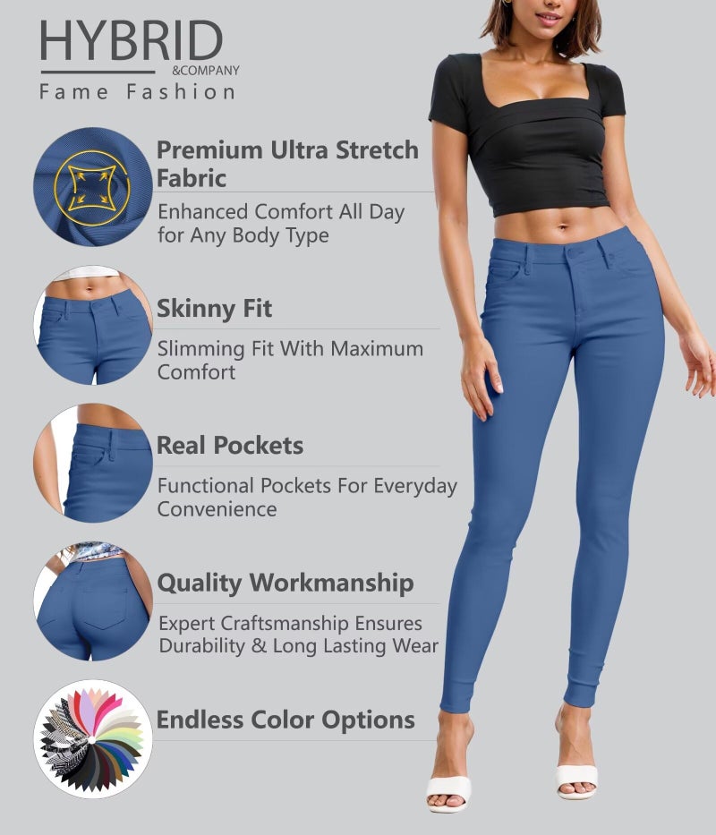 Hybrid & Company Womens Hyper Ultra Stretch Comfy Skinny Leg Work Casual Pants P44876SK Powder BLU XL - Image 2