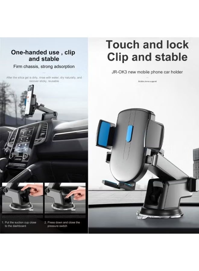 Free Rotation Car Phone Mount, Telescopic Arm Strong Suction Cup Car Holder, Hands-Free GPS Mount Compatible with phones iPhone 16/15/14 series, Samsung S24, S23, Xiaomi, etc, Black - Image 3