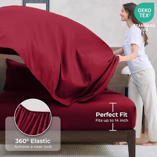 HEVUMYI Red Cali-King Comforter Set - 7-Piece All Season Bed in a Bag Cali-King, Ultra Soft Bedding Set with Comforter, Flat Sheet, Fitted Sheet, Pillowcases, Pillow Shams - Image 5